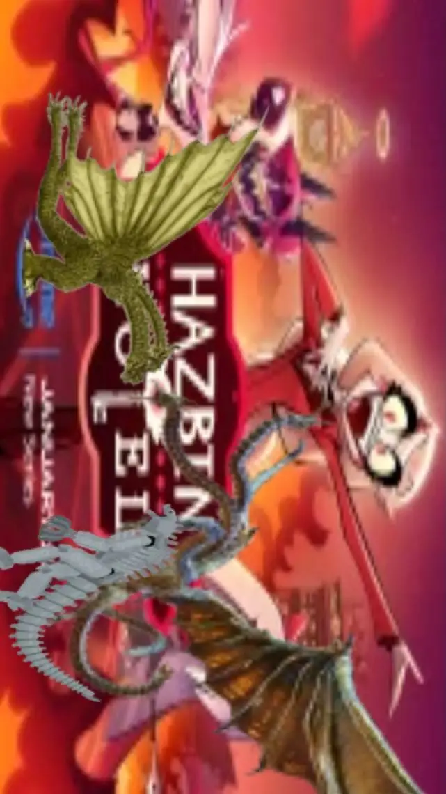 ai character: HH x Godzilla background