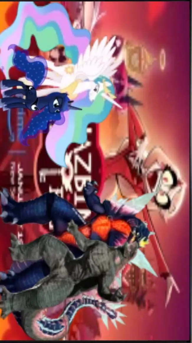 ai character: HH×MLP×Godzilla background