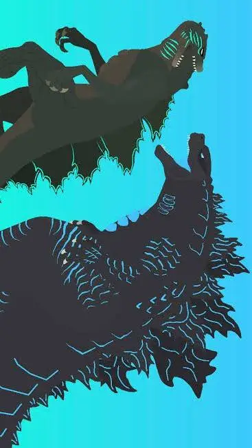 ai character: HH x Godzilla background