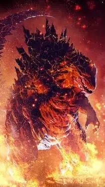 ai character: HH×MD×Godzilla background