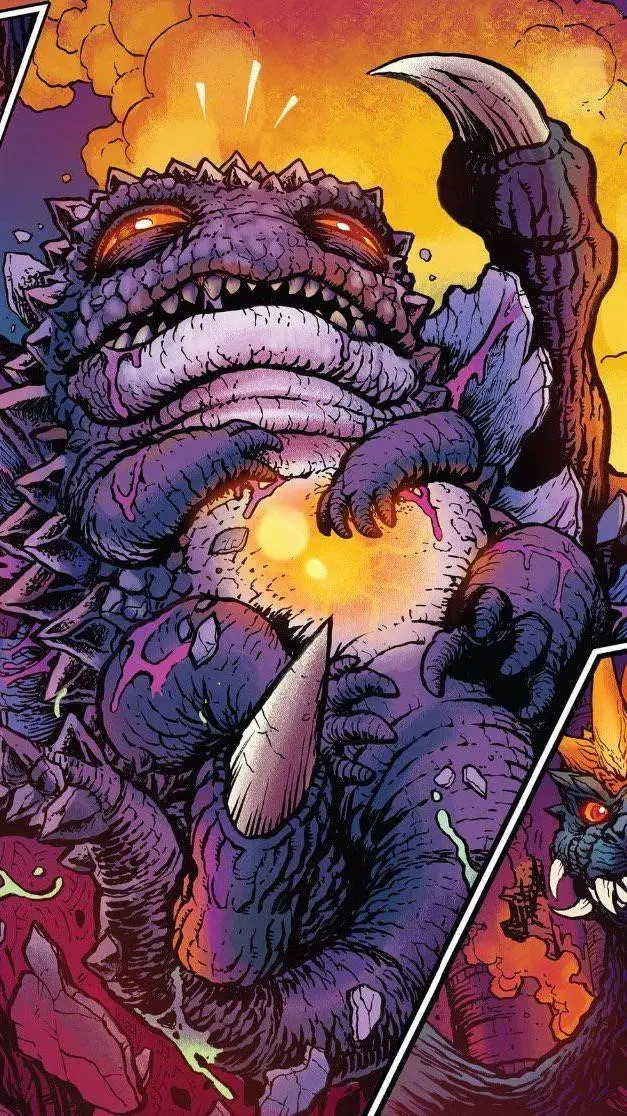 ai character: HH x Godzilla background