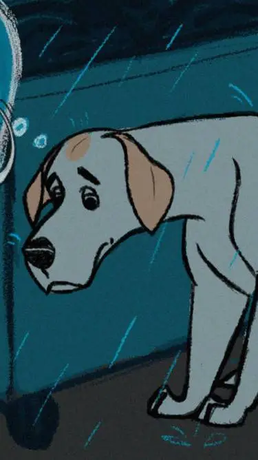 ai character: cachorroAbandonado background