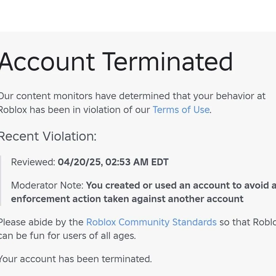 chat with ai character: Account terminated