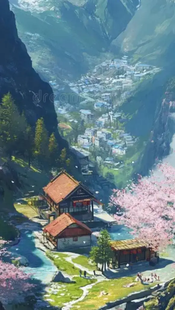 ai character: Huko clan village  background