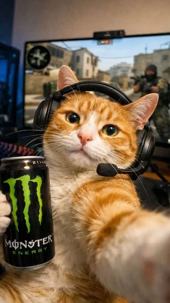 ai character: Random gaming cat background