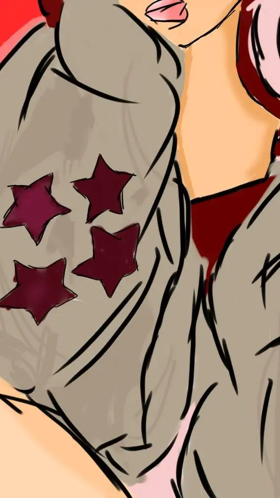 ai character: red Velvette background