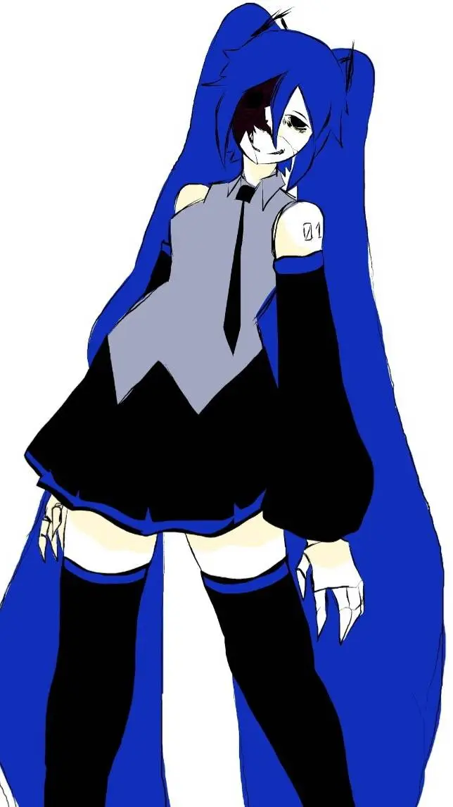 ai character:  miku deep blue background