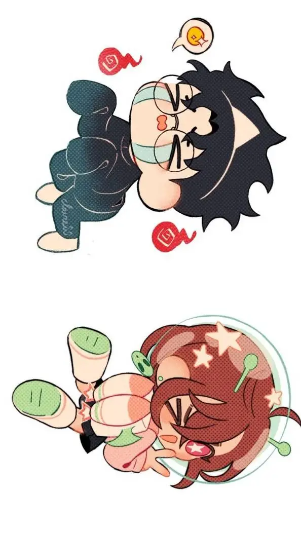 ai character: Momo and okarun!  background