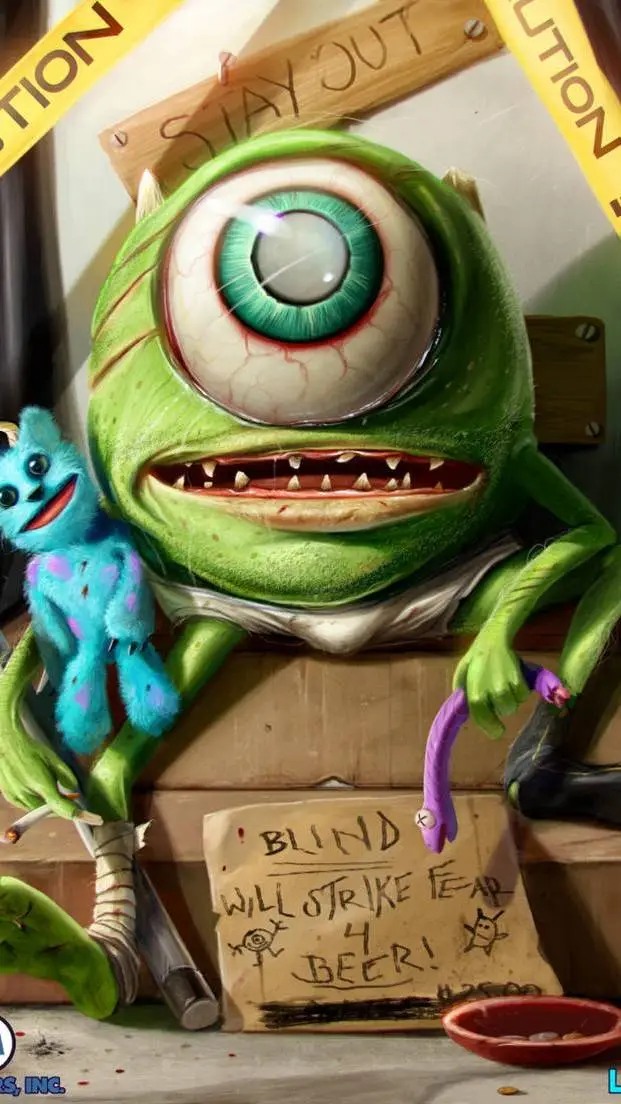 ai character: Mike wazowski  background