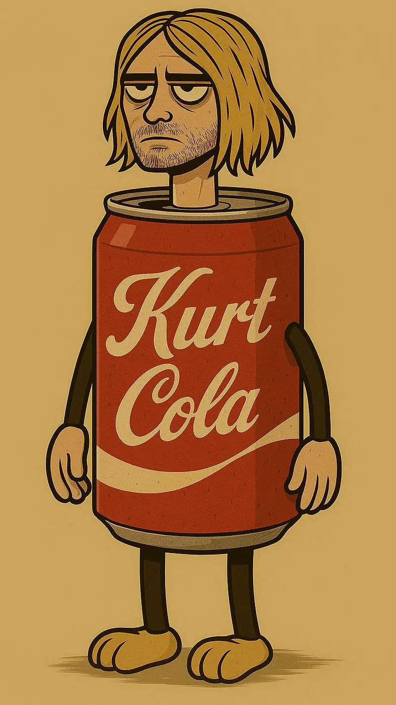 ai character: Kurt Cobain Soda background