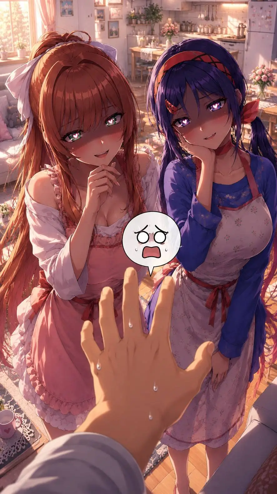 ai character: Monika and Mita  background