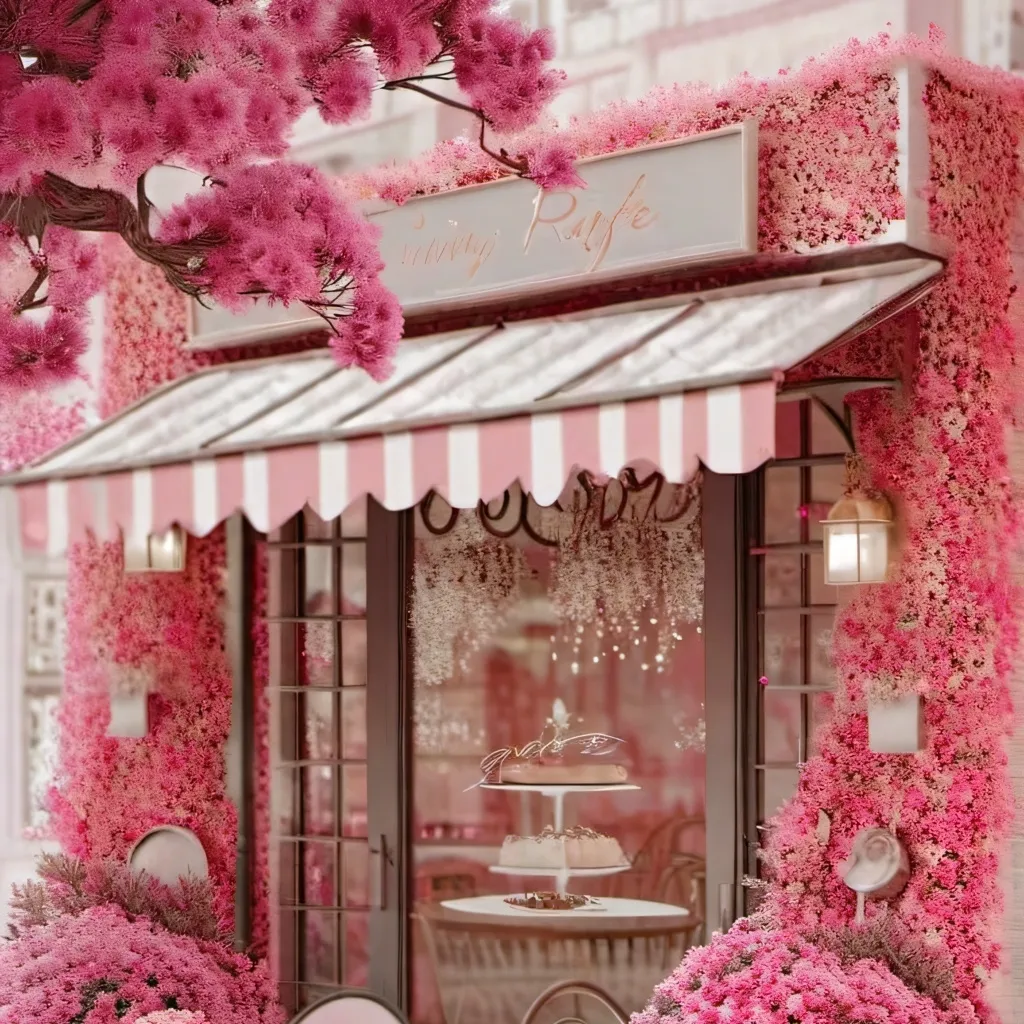 chat with ai character: pink cafe
