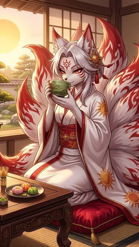 ai character: Amaterasu  background