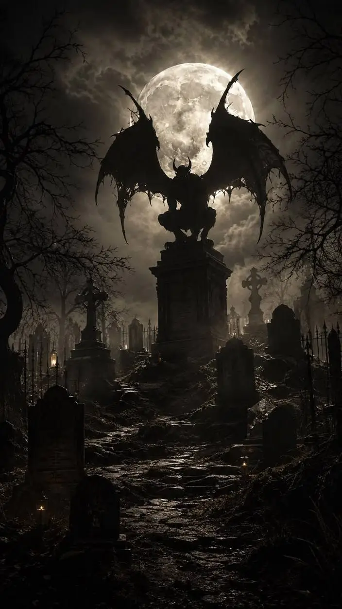 ai character: Gargoyle Graveyard background