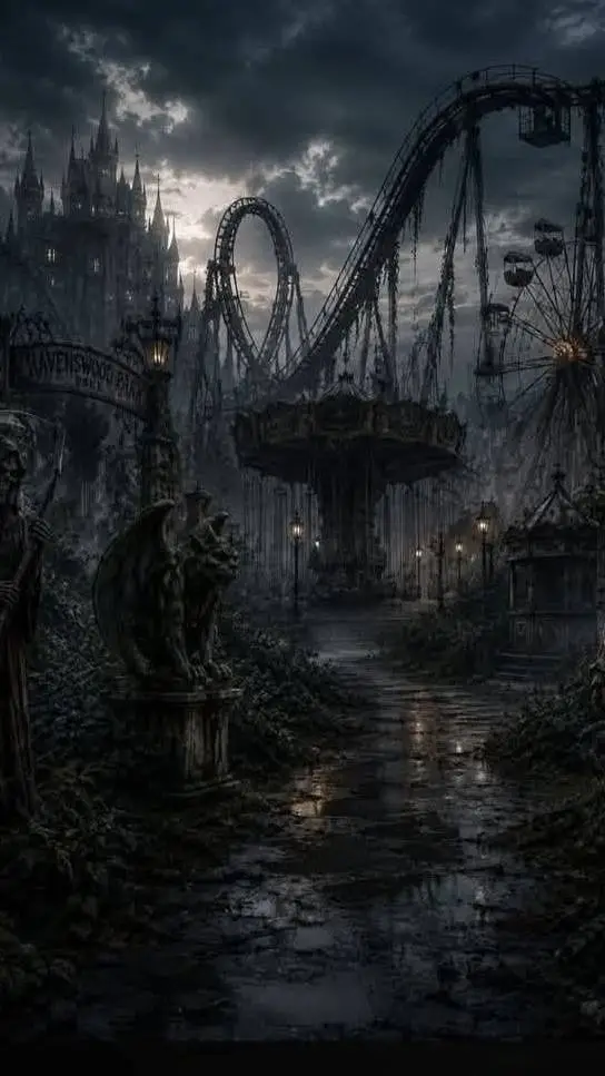 ai character: Haunted HorrorLand background