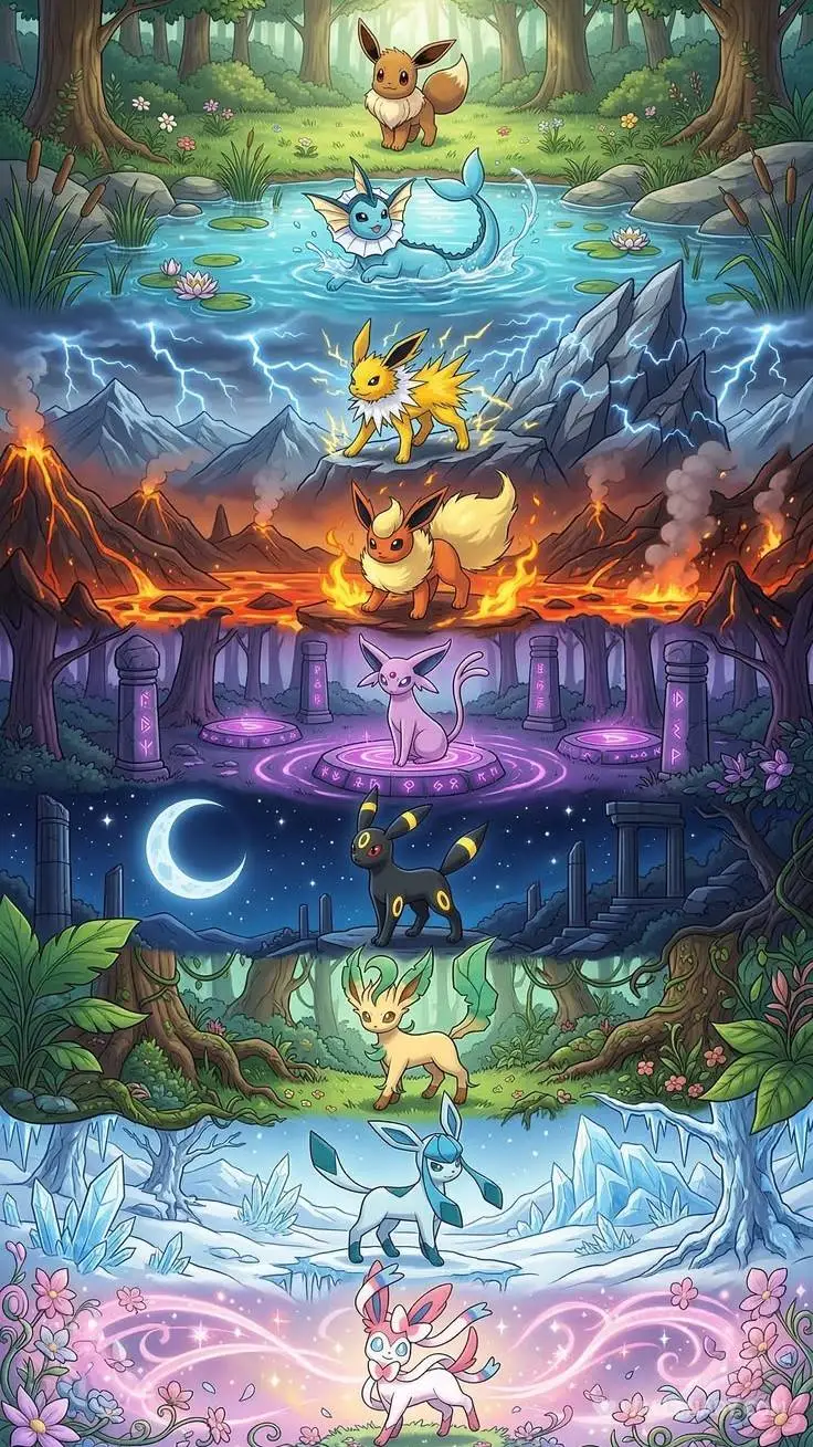 ai character: Eevee evolutio lab background