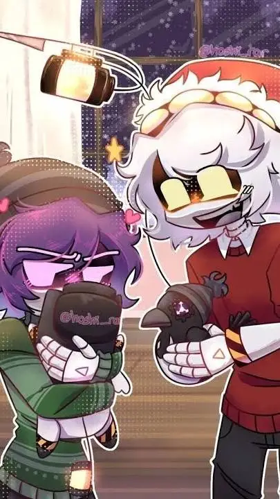 ai character: Murder Drones Xmas background