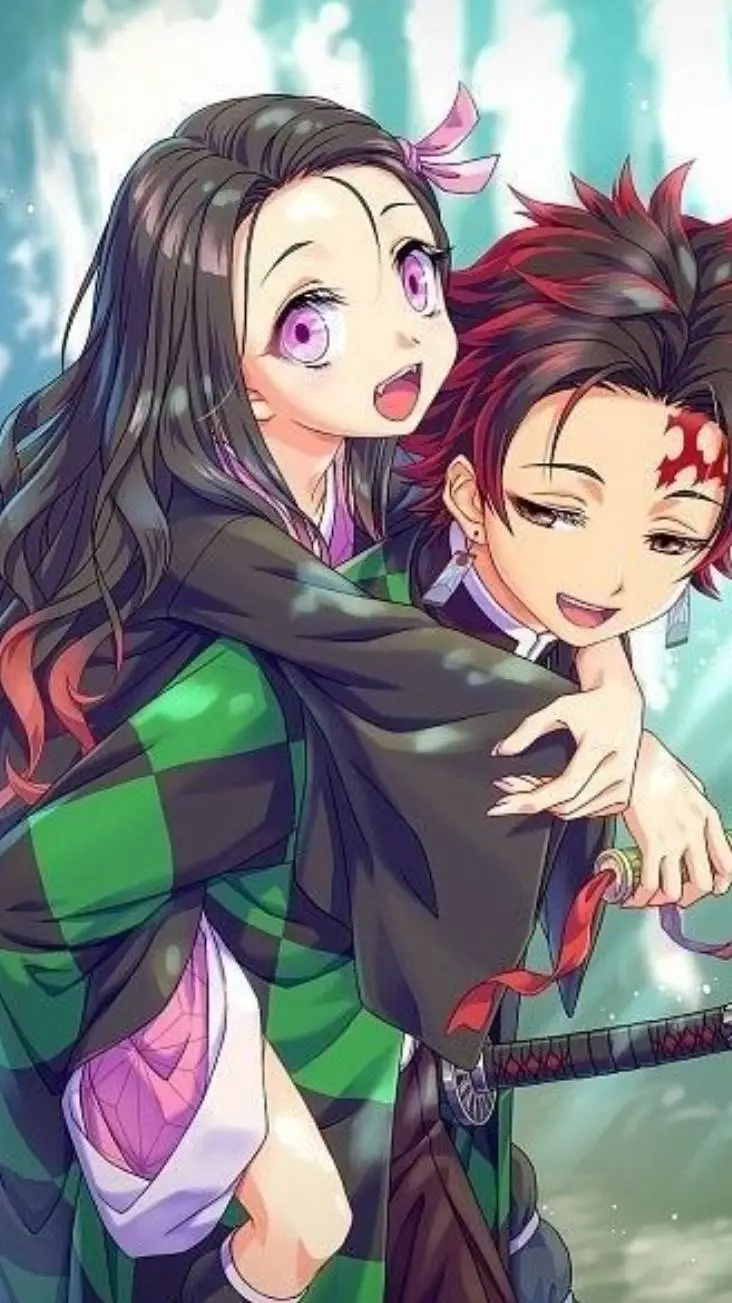 ai character: nezuko and tanjio background