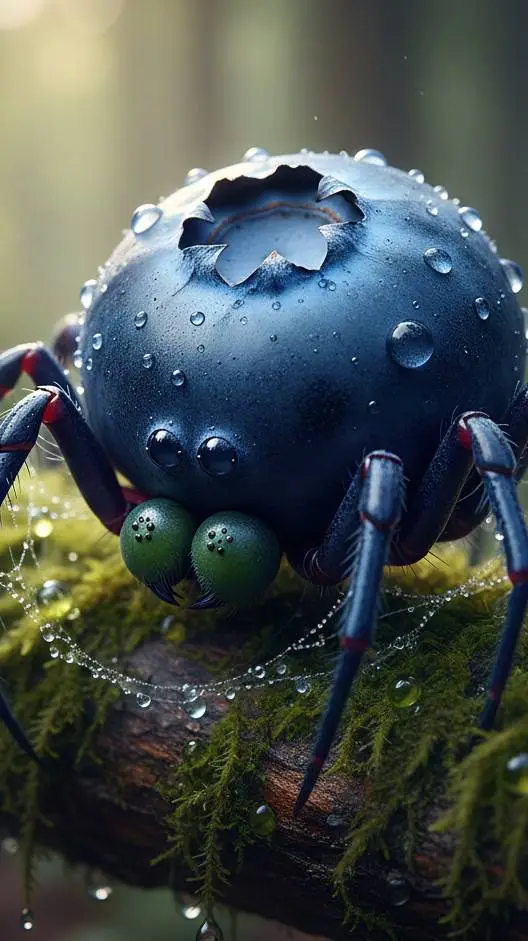 ai character: a blueberry spider background