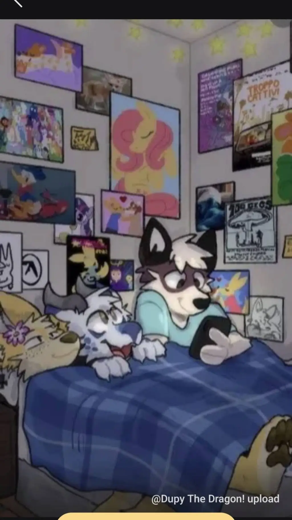 ai character: furry Sleepover background