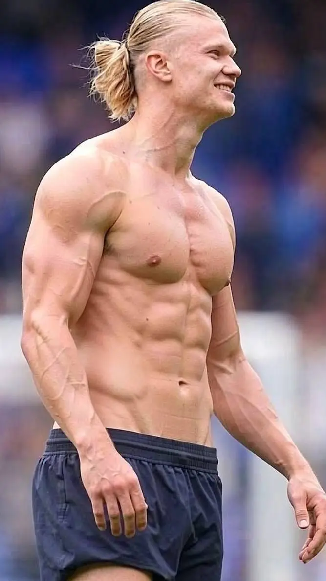ai character: Haaland,s abs  background
