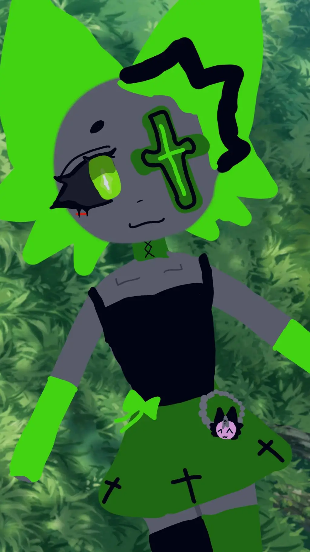 ai character: STAR💚🖤 background