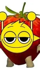 ai character: simon strawberry background