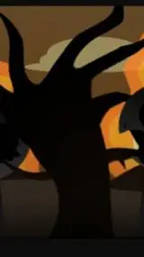 ai character: burnt tree  background