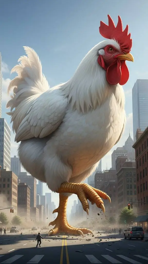 ai character: gallina gigante background