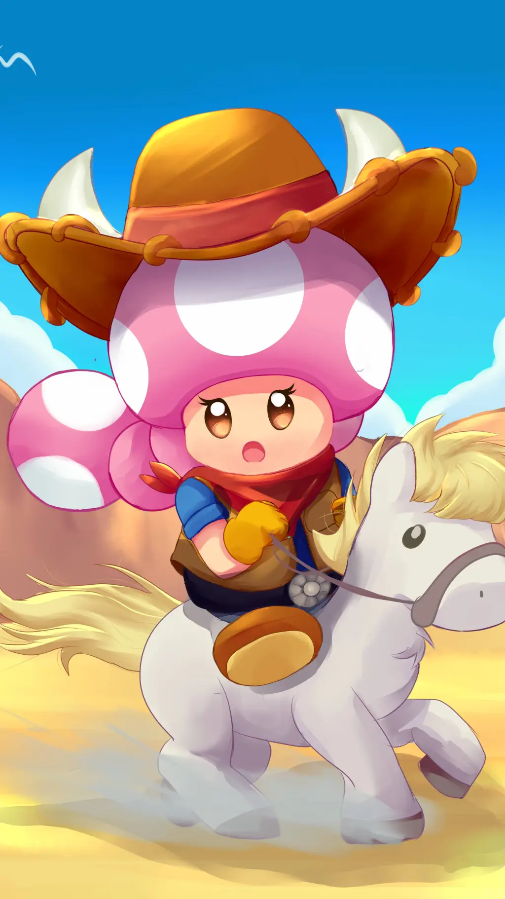 ai character: cowgirl toadette background
