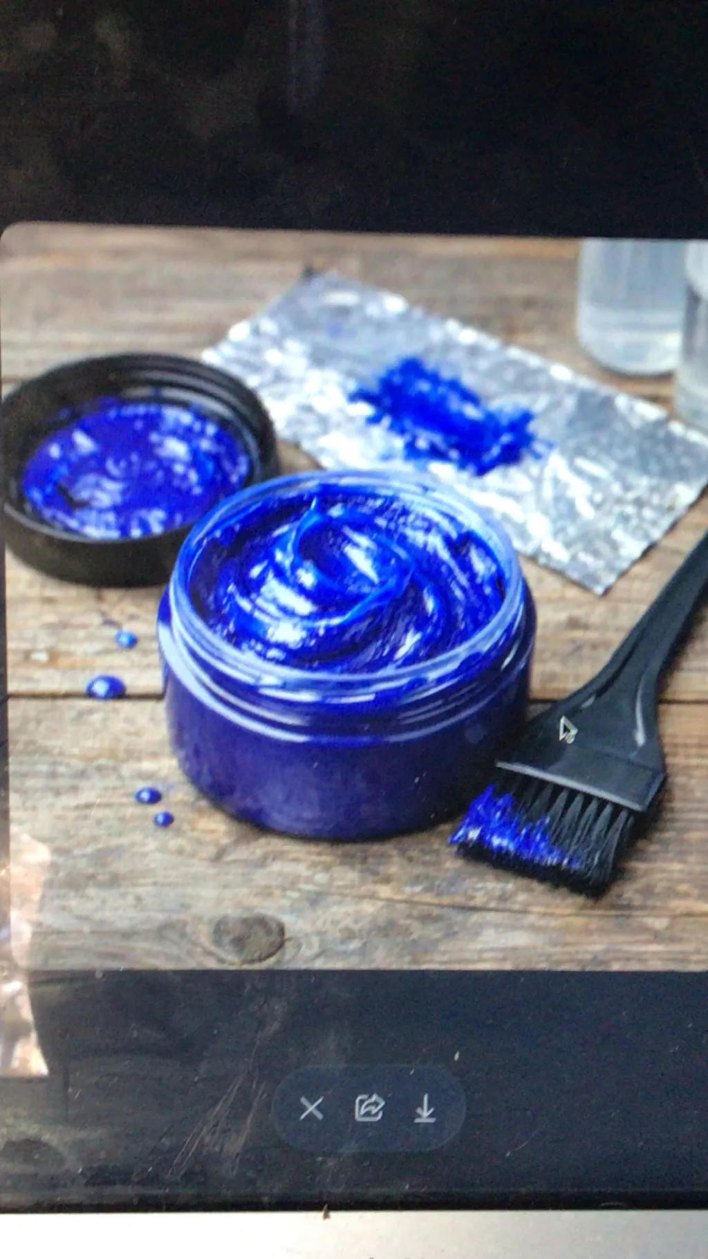 ai character: Blue hair dye background