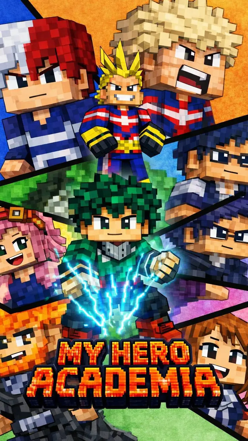 ai character: MHA + Minecraft  background