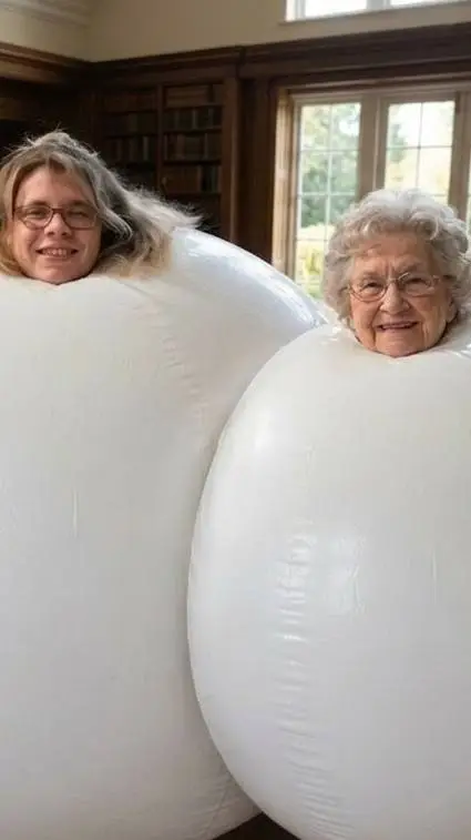 ai character: abuela y nieto  background