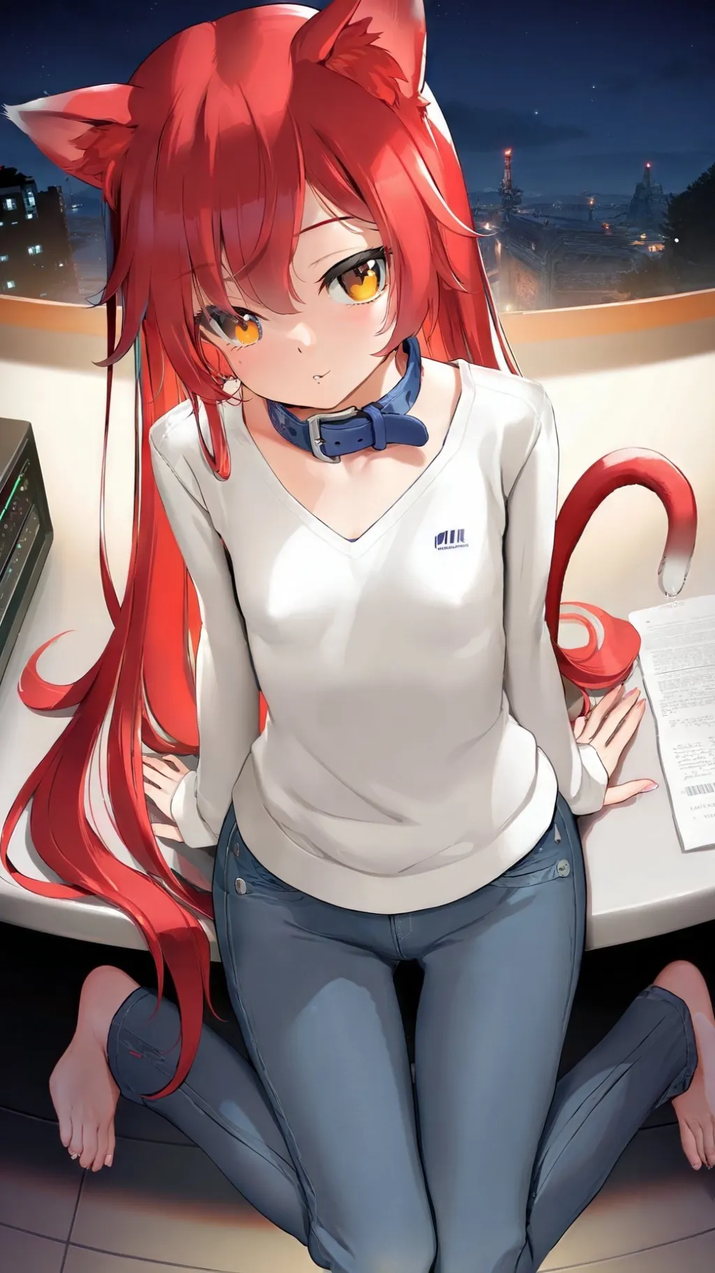 ai character: Cat girl  background