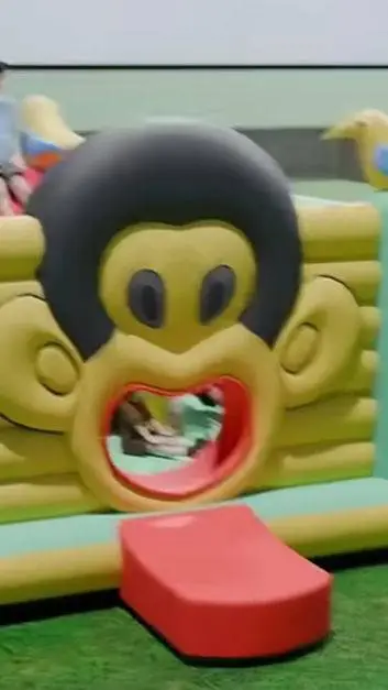 ai character: bounce house background