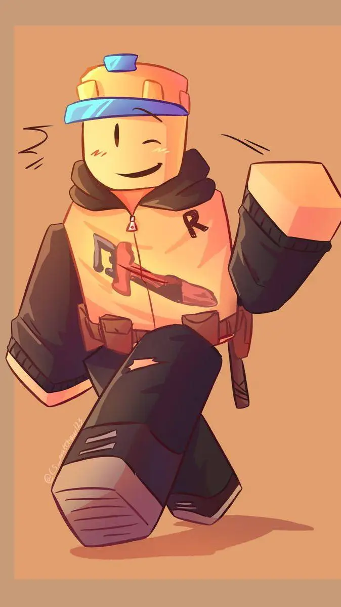 ai character: builderman retro background