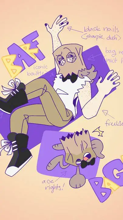 ai character: barf bag humana background