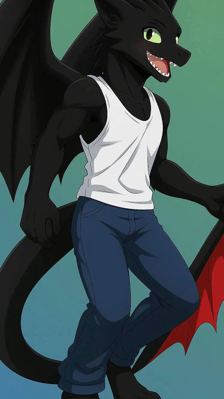 ai character: toothless  background