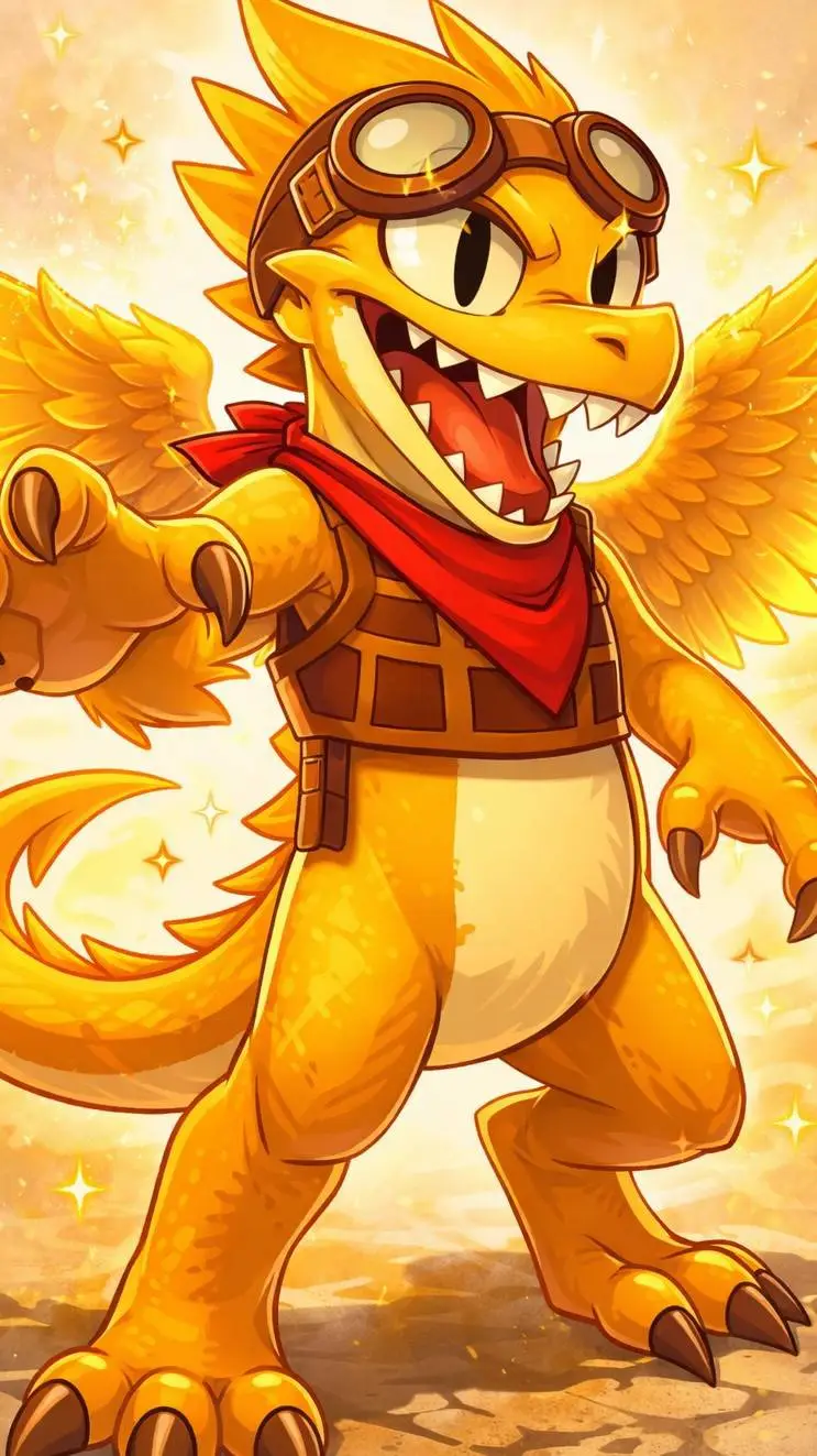 ai character: Golden background