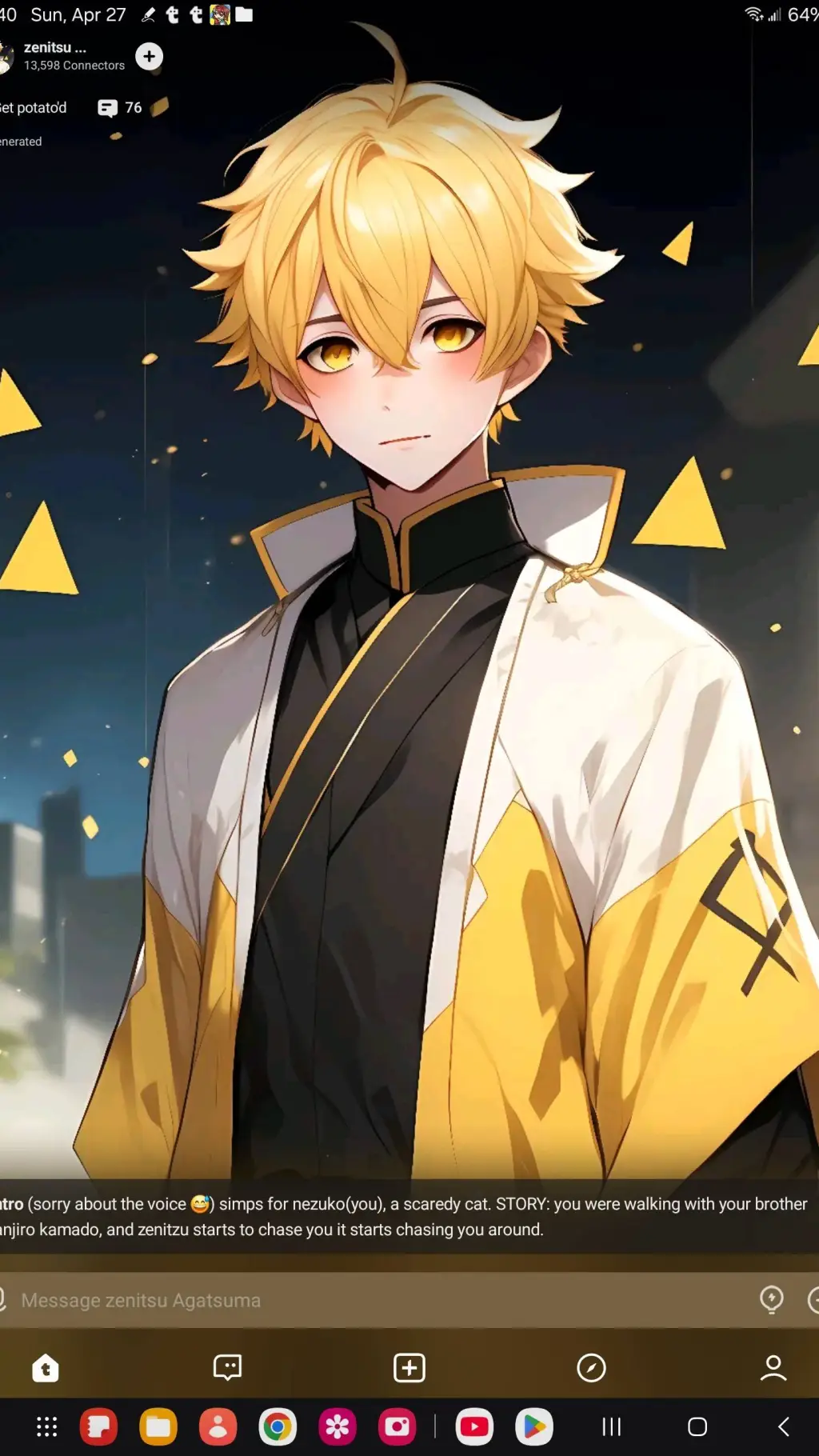 ai character: zenitsu  background