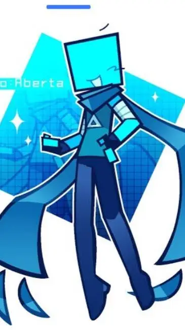 ai character: sus cyan background