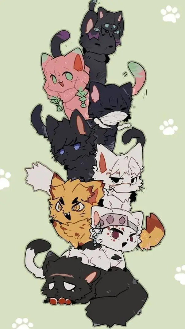 ai character: kitten Kny background