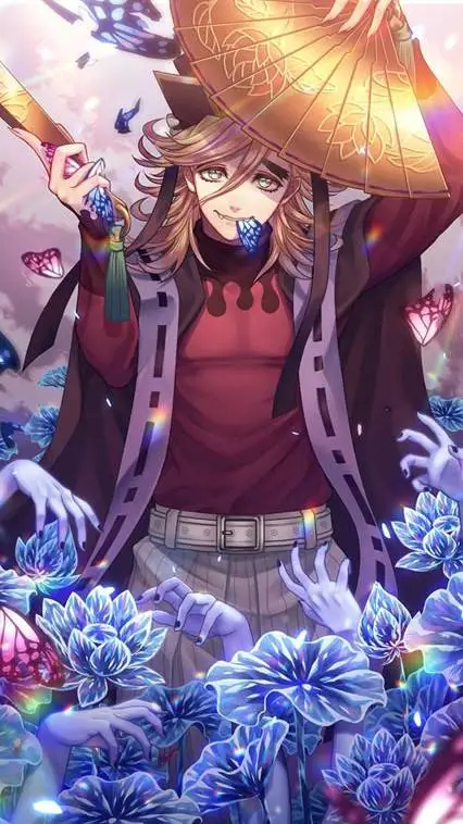 ai character: Douma vs Shinobu  background