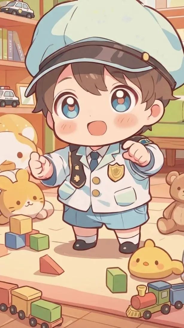 ai character: police baby  background