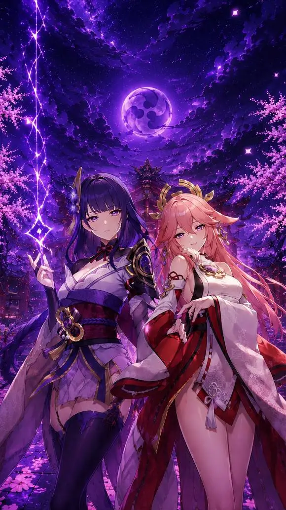 ai character: Yae Miko/Raiden  background