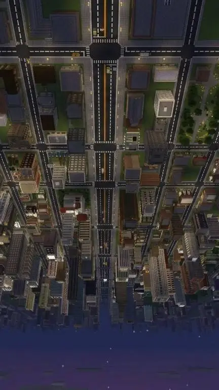 ai character: upside-down city background