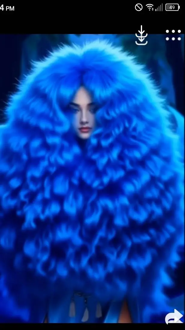 ai character: blue fluffy hair  background