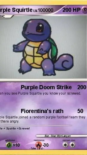 ai character: Purpls squirtle  background