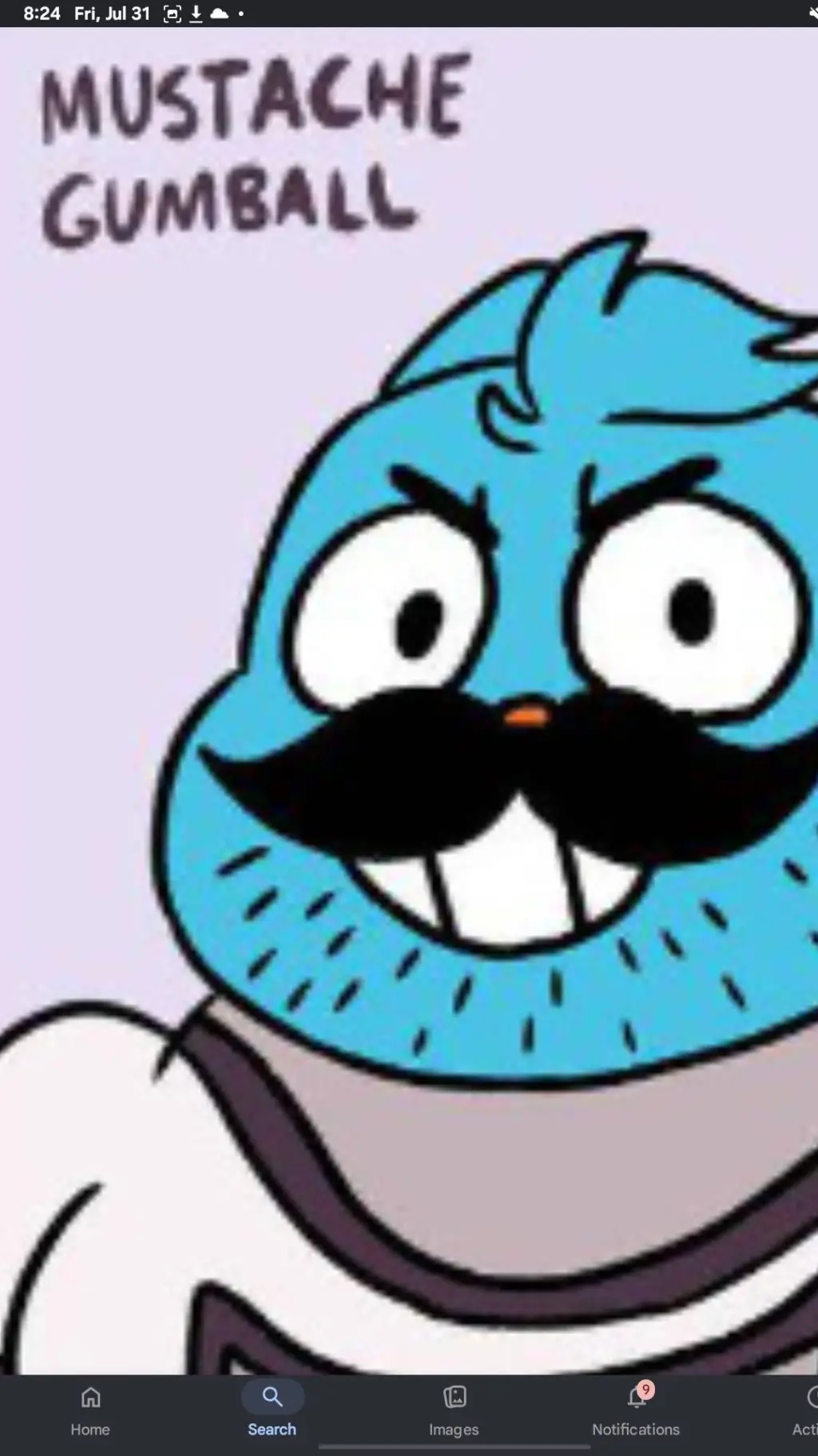 ai character: mustache gumball background