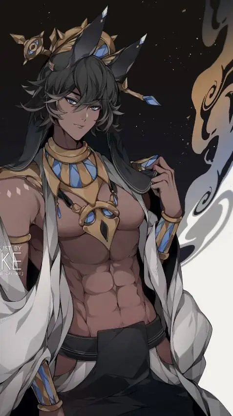 ai character: Anubis  background